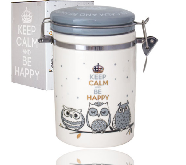 631-18 Ємність для сипучих продуктів 900 мл. "Совушки" (d-10см, h-16) - фото