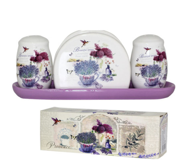 6912-6 Набір для солі і перцю з салф. на керам. підставці "Прованс" - фото