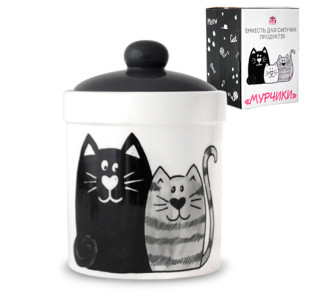 6922-19 Ємність для сипучих продуктів 700мл "Мурчики"(24) - фото