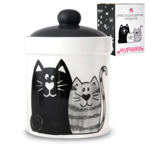 6923-19 Ємність для сипучих продуктів 990мл "Мурчики" - фото