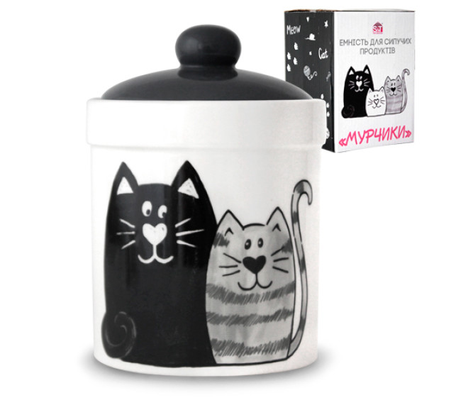 6923-19 Ємність для сипучих продуктів 990мл "Мурчики" - фото