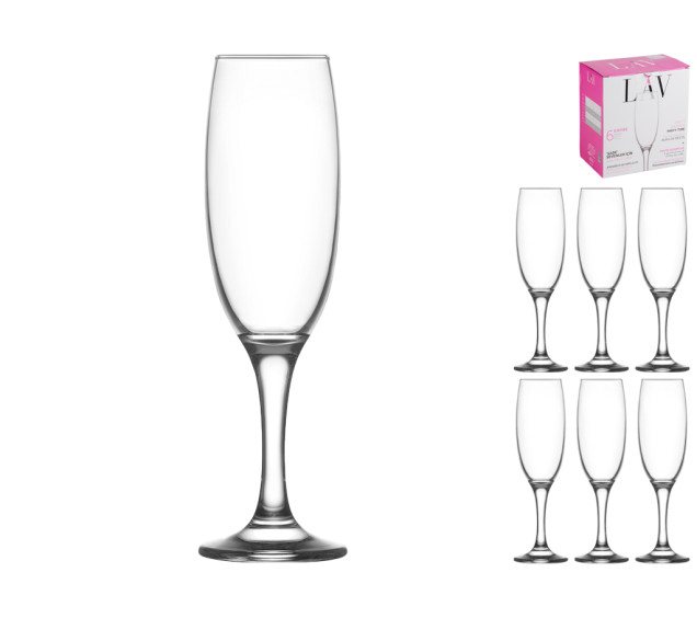 7-001 Набір келихів для шампанського 6шт. Імперія 210мл - фото