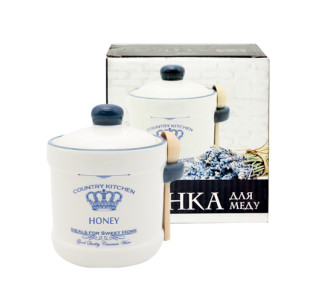 700-04-12 Банка для меду з дерев'яною ложкою "Імперія" (13*12см, об-м-450мл)(36) - фото