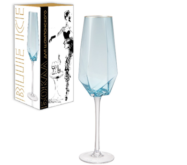 7051-06 Келих для шампанського "Blue ice" 380мл - фото