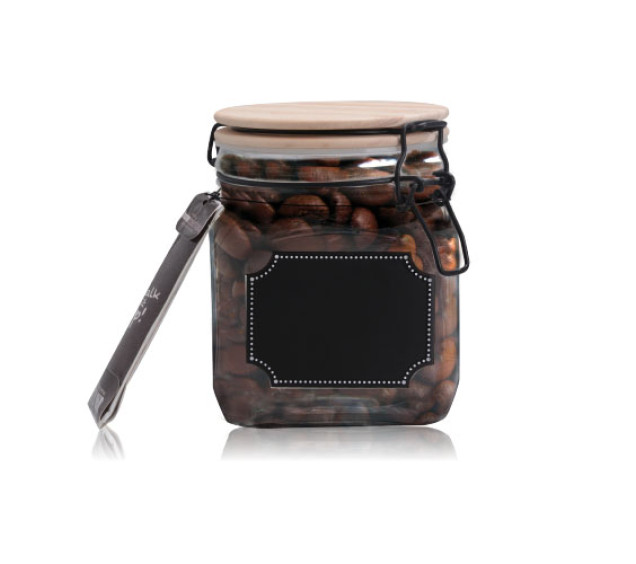 7088-1 Ємність для сипучих продуктів з бамбуковою кришкою, дошкою для написів 800мл - фото