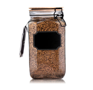 7088-2 Ємність для сипучих продуктів з бамбуковою кришкою, дошкою для написів 1350мл - фото