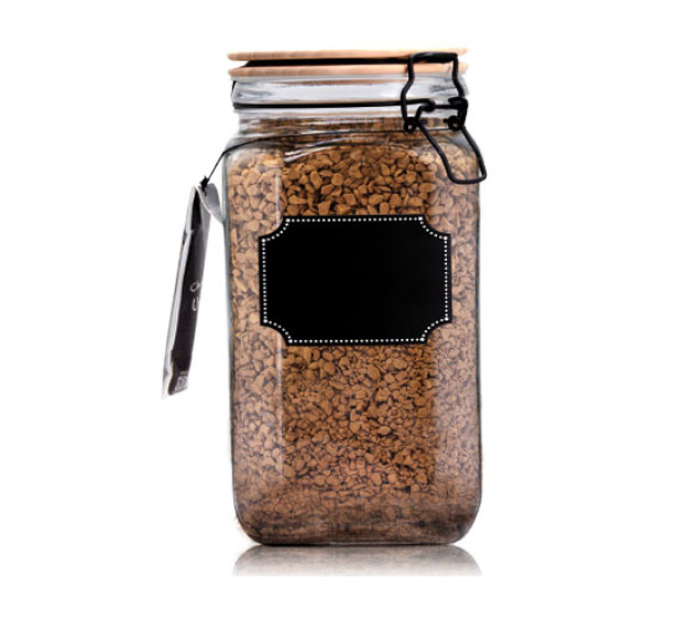 7088-2 Ємність для сипучих продуктів з бамбуковою кришкою, дошкою для написів 1350мл - фото