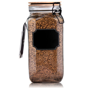 7088-3 Ємність для сипучих продуктів з бамбуковою кришкою, дошкою для написів 1800мл - фото