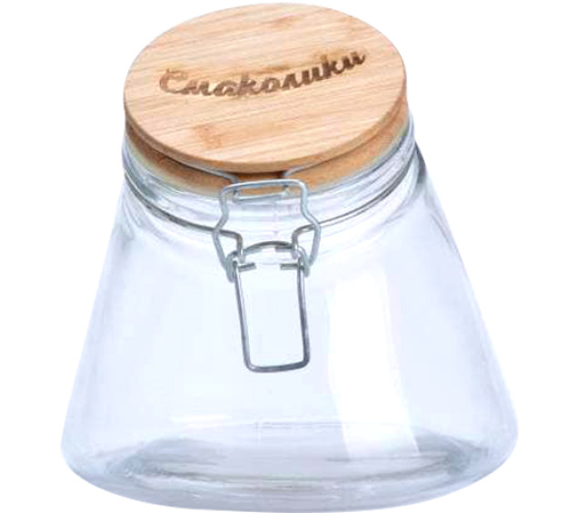 7088-4 Ємність для сипучих продуктів з бамбуковою кришкою 1,2л - фото
