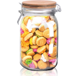 7088-5 Банка на зажимі з бамбуковою кришкою 1,5л - фото