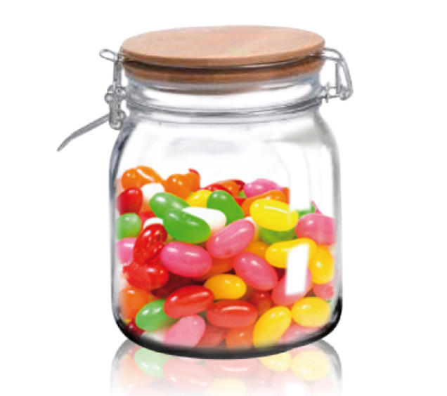 7088-6 Банка на зажимі з бамбуковою кришкою 1,2л - фото