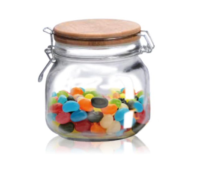 7088-7 Банка на зажимі з бамбуковою кришкою 700мл - фото