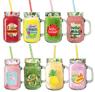 738 Чашка скляна з трубочкою "Солодке літо" 470мл - фото