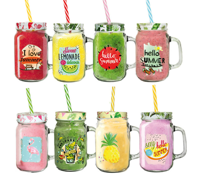 738 Чашка скляна з трубочкою "Солодке літо" 470мл - фото