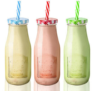 740-1 Пляшка скляна з трубочкою 320мл - фото