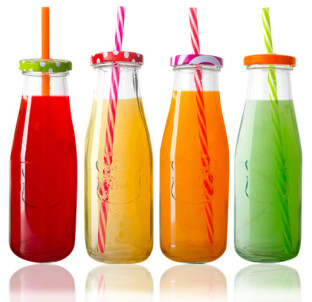 740 Пляшка скляна з трубочкою 400мл - фото