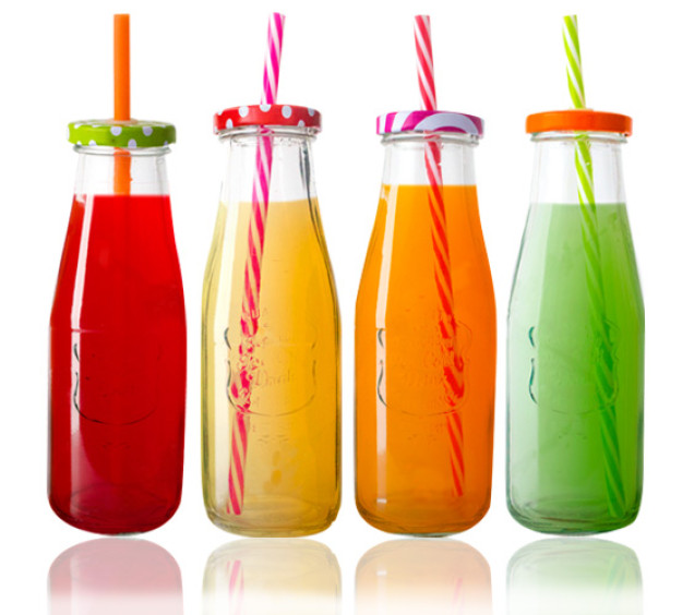 740 Пляшка скляна з трубочкою 400мл - фото