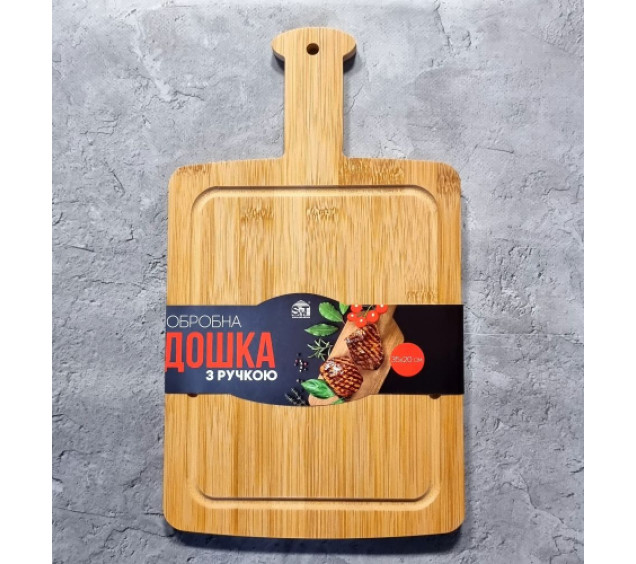 8830 Дошка обробна бамбукова з ручкою 35*20*1см - фото