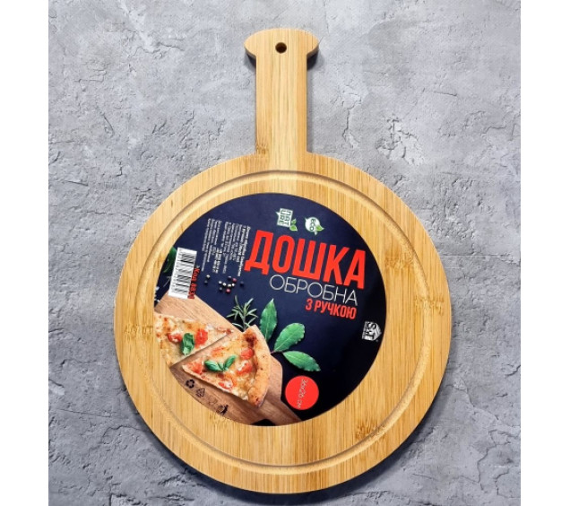 8831 Дошка обробна бамбукова з ручкою 36*26*1см - фото
