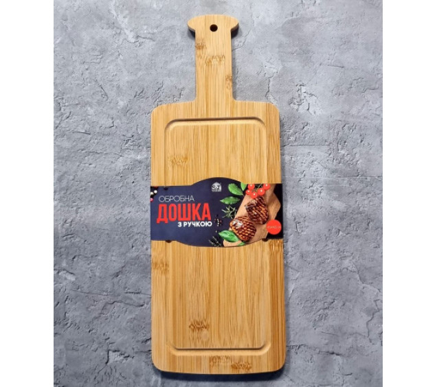 8832 Дошка обробна бамбукова з ручкою 40*14,5*1см - фото