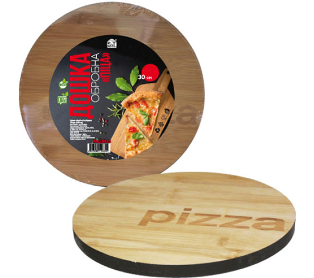 8843 Дошка обробна бамбукова Піца 30*30*1,5см - фото