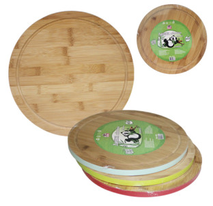 8846 Дошка обробна бамбукова кольоровий кант мікс 30*30*1,5см - фото