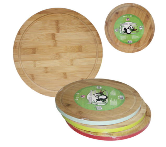 8846 Дошка обробна бамбукова кольоровий кант мікс 30*30*1,5см - фото