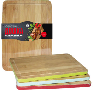 8847 Дошка обробна бамбукова кольоровий кант мікс 30*20*1,5см - фото