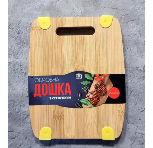 8849 Дошка обробна бамбук/сілікон з отвором 25*20*1,5см - фото