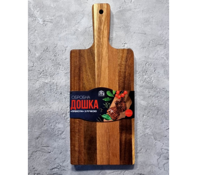 8851 Дошка обробна Преміум з ручкою (акація) 36*14,5*1,5см - фото