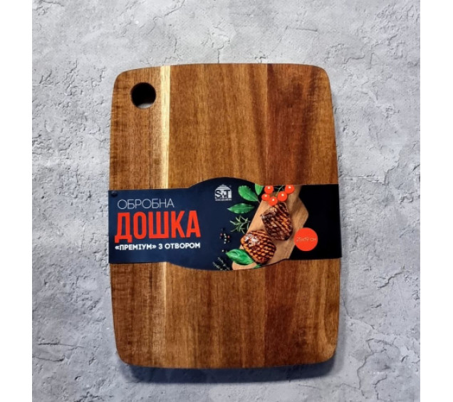 8853 Дошка обробна з отвором Преміум (акація) 25*19*1,5см - фото