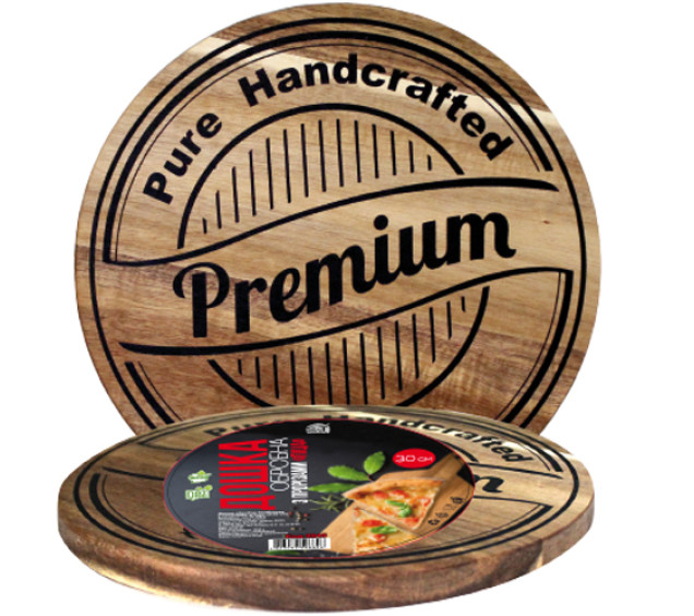 8858 Дошка обробна Premium quality кругла (акація) 26*26*1,5см - фото