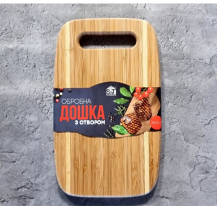 8859 Дошка обробна бамбукова з отвором 25*15*1,7см - фото