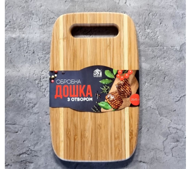 8859 Дошка обробна бамбукова з отвором 25*15*1,7см - фото