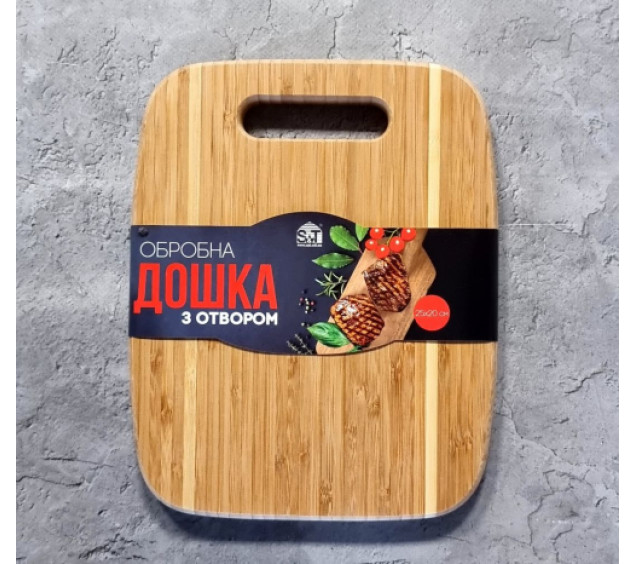 8860 Дошка обробна бамбукова з отвором 25*20*1,7см - фото