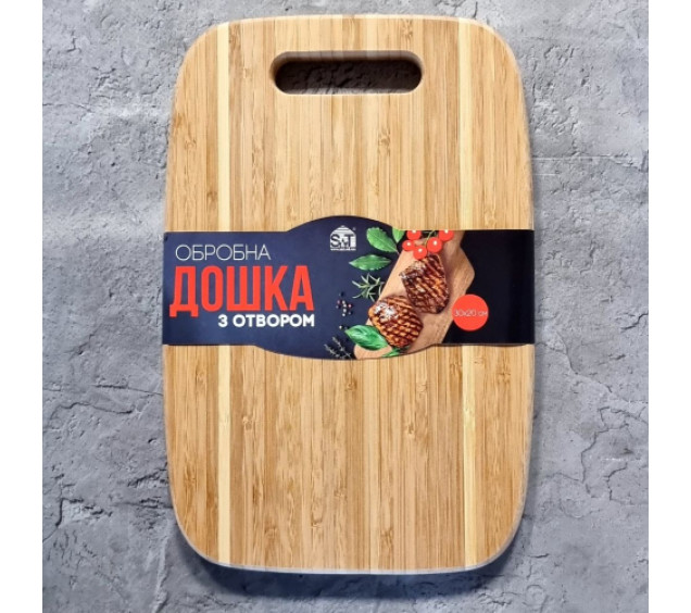8861 Дошка обробна бамбукова з отвором 30*20*1,7см - фото