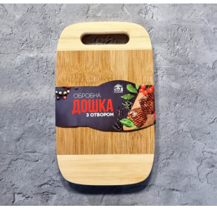 8862 Дошка обробна бамбукова з отвором 25*15*1,6см - фото