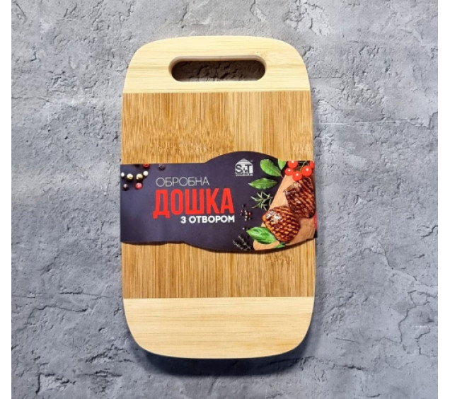 8862 Дошка обробна бамбукова з отвором 25*15*1,6см - фото