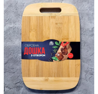 8863 Дошка обробна бамбукова з отвором 30*20*1,6см - фото
