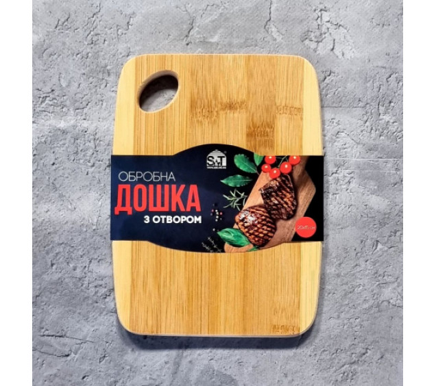 8866 Дошка обробна бамбукова з отвором 20*15*1,0см - фото