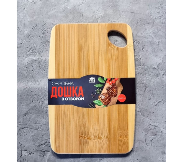 8867 Дошка обробна бамбукова з отвором 30*20*1,0см - фото