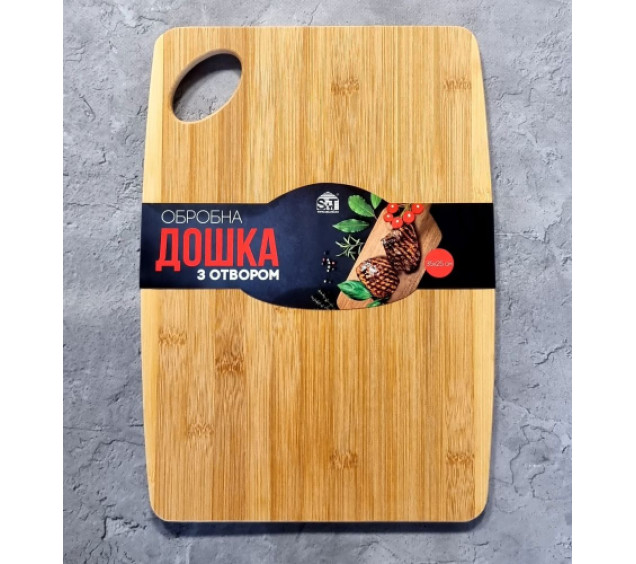 8868 Дошка обробна бамбукова з отвором 35*25*1,0см - фото
