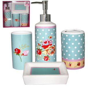 888-06-016 Набір 4пр Вінтаж (мильниця, підставка для зубних щіток, стакан, діспенсер для мила) - фото