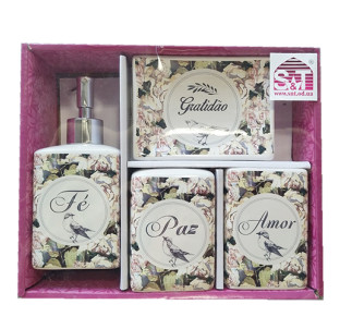 888-06-033 Набір 4пр AMOR (мильниця, підставка для зубних щіток,стакан, діспенсер для мила) - фото