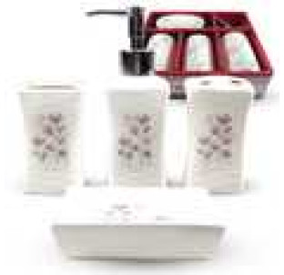 888-137 Набір аксесуарів для ванної кімнати 4пр. Квітковий барельєф - фото