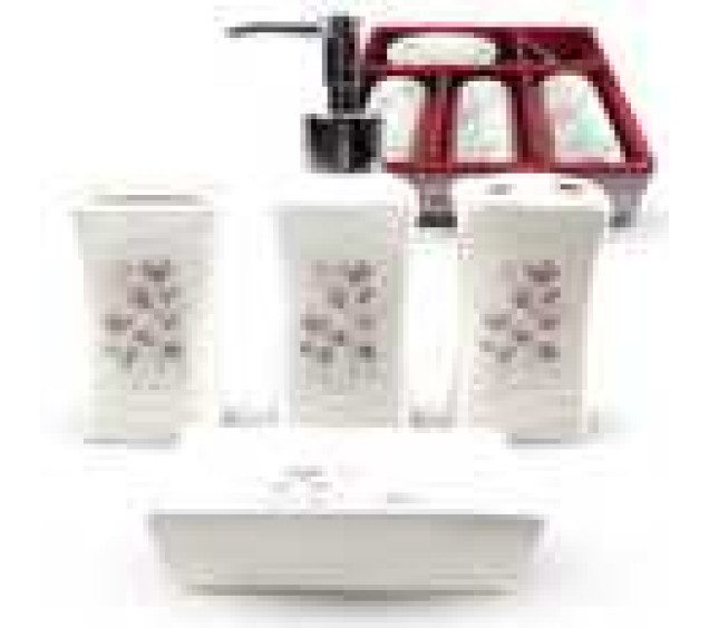 888-137 Набір аксесуарів для ванної кімнати 4пр. Квітковий барельєф - фото