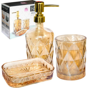 888-154 Набір аксесуарів для ванної кімнати Грані бурштин, 3пр - фото