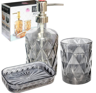 888-155 Набір аксесуарів для ванної кімнати Грані графіт, 3пр - фото