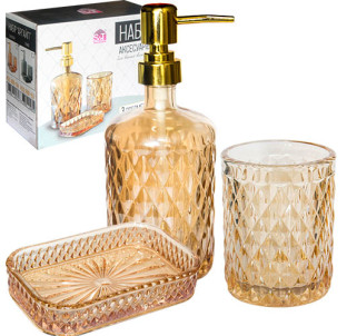888-156 Набір аксесуарів для ванної кімнати Аргайл бурштин, 3пр - фото