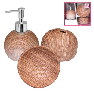 889-06-002 Набір 3пр Бук (мильниця, підставка для зубних щіток, діспенсер для мила) - фото